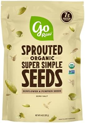Go Raw Unsalted Sunflower & Pumpkin Seeds Mix, Sprouted & Organic, 14 oz. Bag | Keto | Vegan | Gluten Free Snacks | Superfood