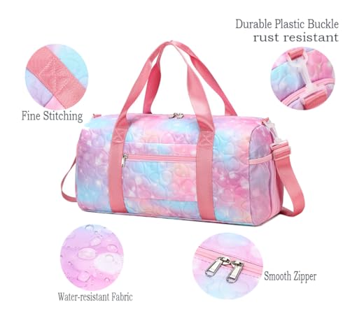 Girls Dance Bag with Shoe Compartments,Gymnastics Bag Overnight Weekender Bag Teen Gym Bag Travel Duffle Sleepover Carry On Bag (Purple)3