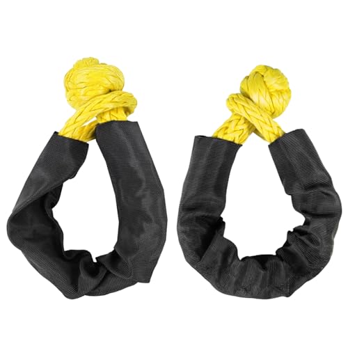 Gativs Soft Shackle 2 Piezas Grillete Profesional Unidades Grillete Sintético Suave Cuerda de Recuperación Grillete Soft para Rescate de Remolques (Amarillo, 12 mm x 55 cm)