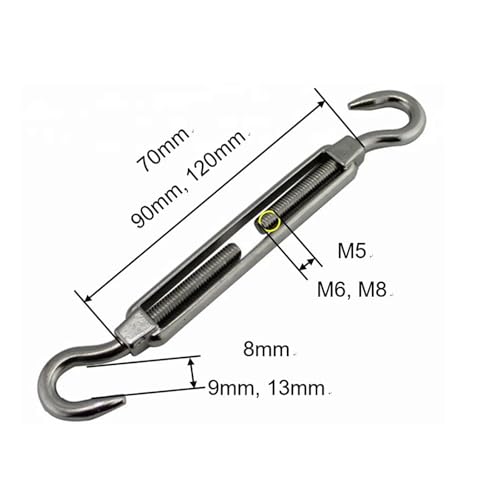 Turnbuckles 5PCS Turnbuckle Stainless Steel 304 Hook M5 miniatura 3