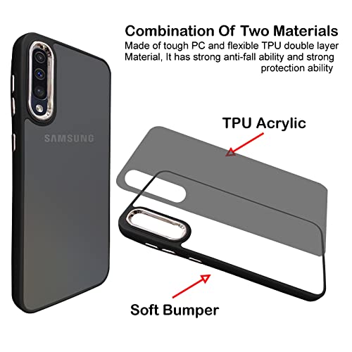 Image of A rtistque Frosted Translucent Back Cover Case for Samsung Galaxy A70 | Electroplated Chrome Ring | Raised Camera Edges for Protection | Smooth Sides TPU - Black