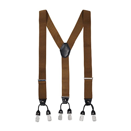Image of The Tie Hub Booster Solid Brown Clip On Suspenders For Men