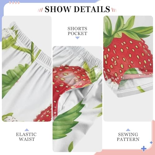 ZZXXB Strawberry Florals Print Boys Long Pants Soft Trousers Elastic Waist Kids Lounge Bottoms with Pockets S-XL4