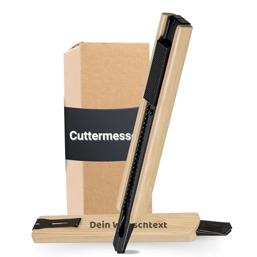 Personalisiertes Cuttermesser 'Slice' - Vatertag Geschenk für Papa, Freund & Männer - Schwarzes Teppichmesser mit Edelstahlklinge - Praktisches Gadget für Heimwerker