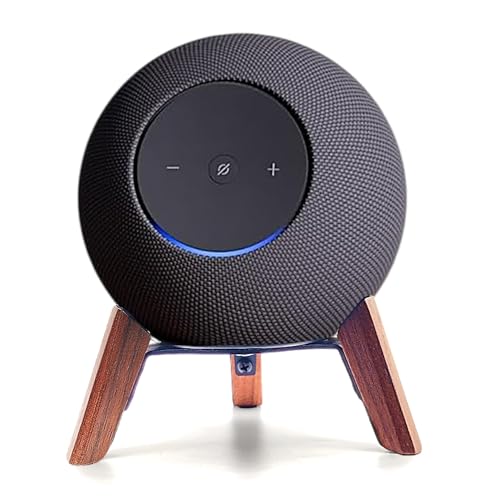 Real Wood Stand for Echo Studio (new Model) 2025,Echo (4th Gen) Home Speaker, Desktop Tripod Holder Protect Alexa for Sound Better,Stable Wooden Mount for Echo Speaker 2024 on Table (Walnut)