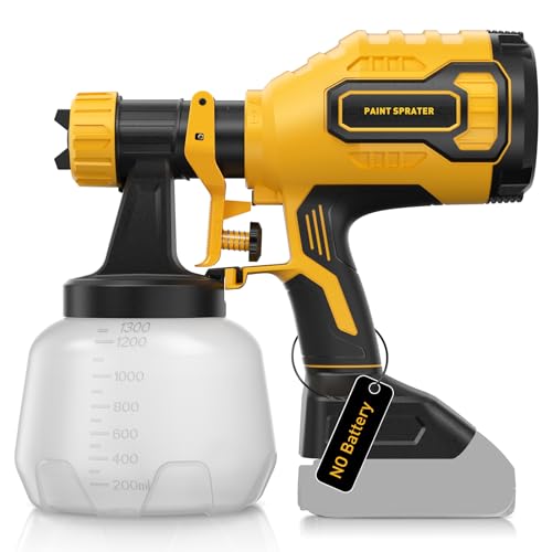 Cordless Paint Sprayer for Furniture Compatible with DeWalt 20V Battery(Battery Not Included) 1000ml/min High Flow 1300ml Container 150 Din/s Max Viscosity