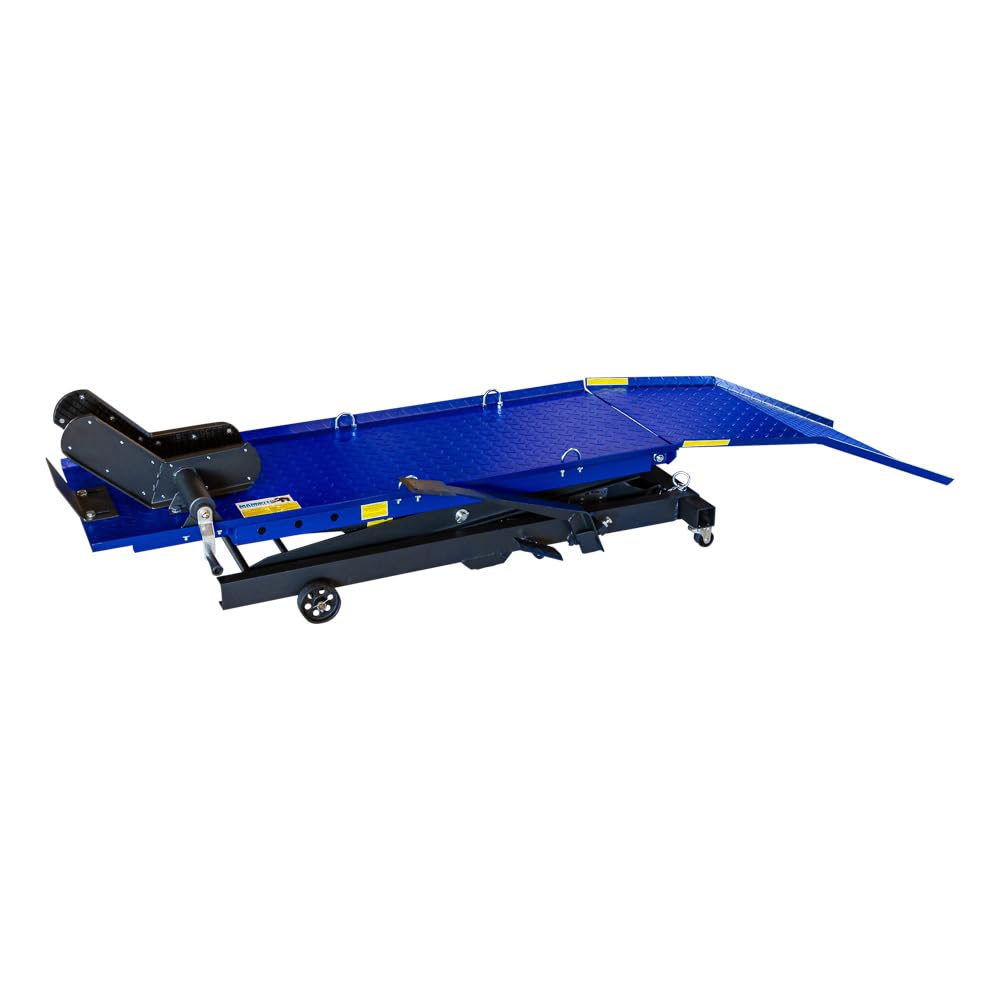 DeTec. Plataforma elevadora para moto, máx. 360 kg, mando a pie, elevador de tijera, plataforma de montaje máx. 780 mm altura de elevación