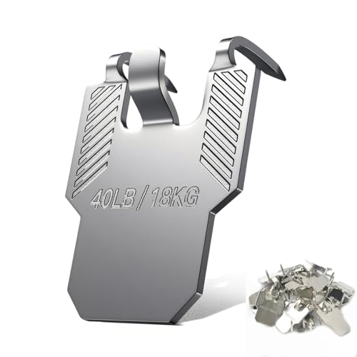 20 Pack Claw Drywall Picture Hangers Heavy Duty Steel Wall Hooks Hold Up to 40lbs Easy No-Tool Installation No Damage Reusable Picture Hanging Kit for Mirrors Frames Photos & Home Décor (Silver)