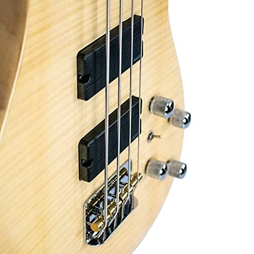 Sawtooth 4 String Mod24 Series Natural Flame Maple 24 Fret Electric Bass Guitar W Fishman Fluence Pickups And Padded Gig Bag, Right, (St-Jb24-Nfg-2) #TOP6