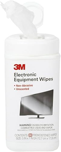 Miniatura 4 de 3M Toallitas de limpieza para equipos electrónicos, 1 capa, 5.5 x 6.75, sin perfume, blanco, 80bote