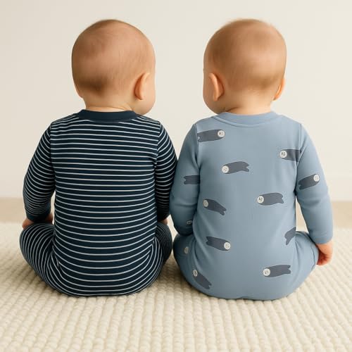 Image of TuddyBuddy 100% Cotton Multi Color Zipper Romper Sleepsuit /Romper /Jumpsuit for Baby Boy & Baby Girl