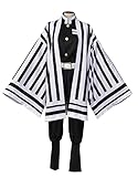 miccostumes Men's Stripe Pattern Cosplay Costume Kimono Uniform Outfit (Large)