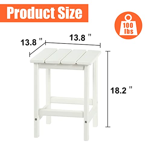 LAZZO-Outdoor-HDPE-Plastic-Adirondack-Square-Side-Table-All-Weather-End-Table-Indoor-Outdoor-Bistro-Accent-Tea-Tables-for-Patio-Deck-Garden-Backyard-Pool-LawnPorch-White LAZZO Outdoor HDPE Plastic Adirondack Square Side Table All Weather End Table Indoor Outdoor Bistro Accent Tea Tables for Patio Deck Garden Backyard Pool LawnPorch White