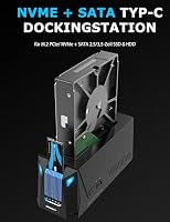 SABRENT M.2 SSD & HDD Festplatten Dockingstation, 2,5" 3.5" SATA & M2 NVMe Dock, USB C Docking Station 10Gbps mit Offline Klonen (DS-UNHC) – Ansicht 2