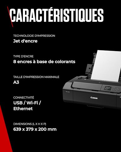Canon Imprimante Photo PIXMA PRO Tirages aux Couleurs Intenses Imprimante Compacte & Polyvalente 8 Encres Couleur à Base de Colorants 3 Options d'Alimentation en Papier Facile à Utiliser - vue 8