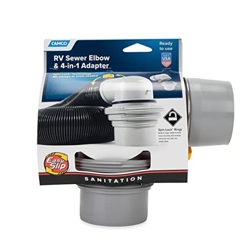 Image of Camco RV Easy Slip Elbow and 4-1 Adapter | Features a Larger Inside Diameter for Faster Dumping and Adapter Fits 3-Inch Slip or 3-Inch,3.5-Inch and 4-Inch Threaded Pipe (39144) | (Pack of 2)