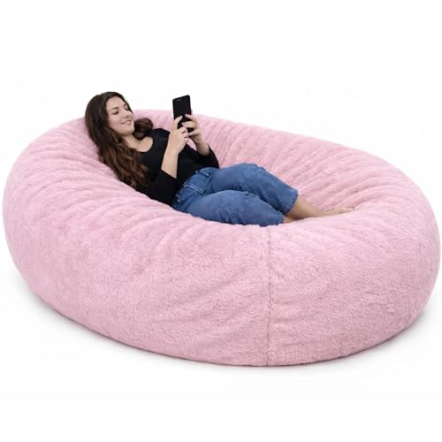 bananair   Puff Gigante XXL con Relleno de Espuma Incluído   Cómodo, Suave y Espacioso   Funda Desenfundable y Lavable   Bean Bag, Puff Cama Ideal para Relajarse (160 x 90 x 60 cm, Rosa)