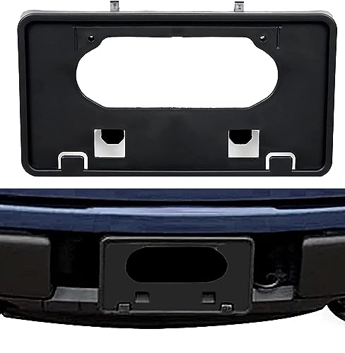 ECOTRIC para Ford F150 2009-2014 Soporte de montaje para matrícula de parachoques delantero, color negro, reemplazo para # 9L3Z17A385A FO1068134 9L3Z-17A385-A