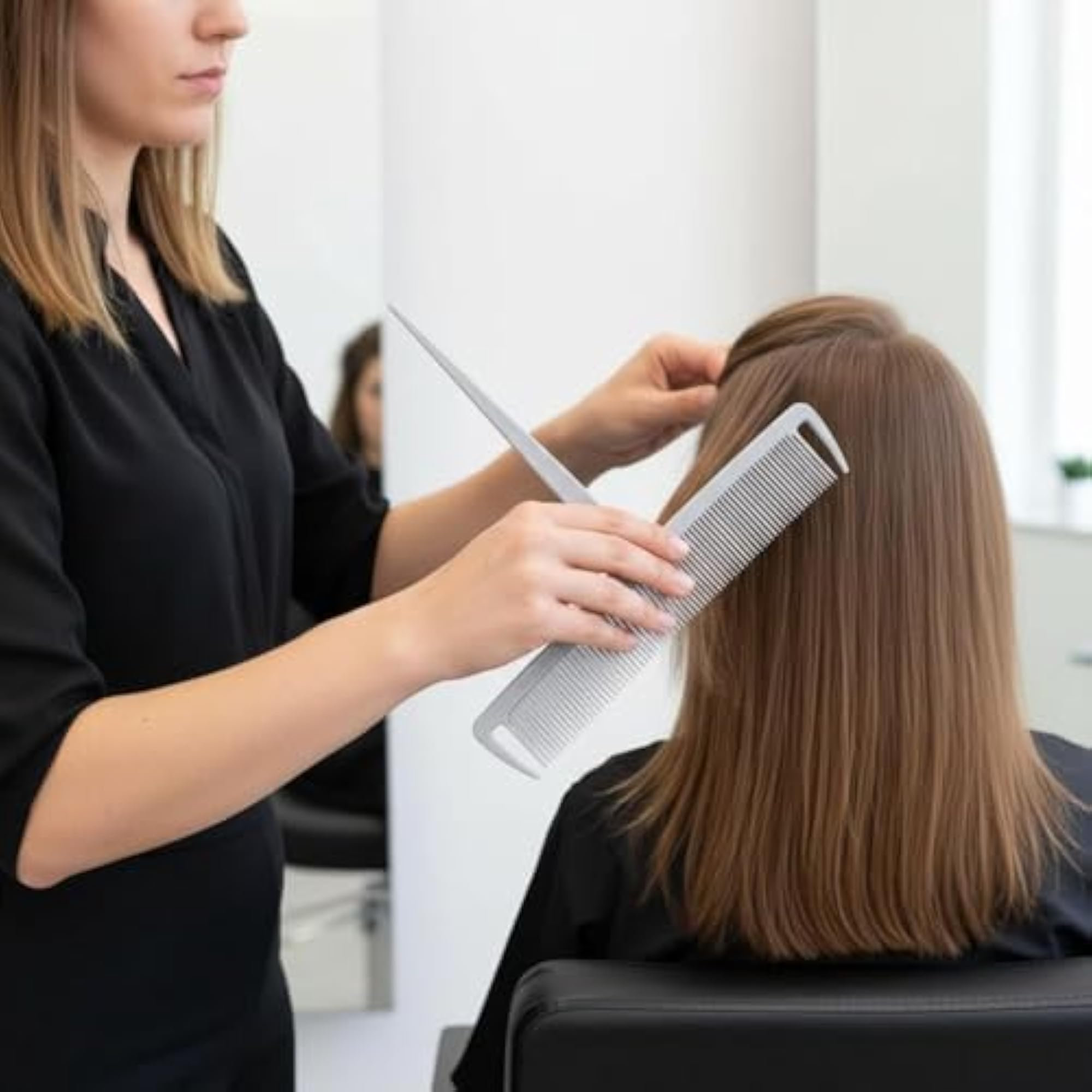 Fine Teeth Balayage Comb with Anti-Slip Grip, Grey