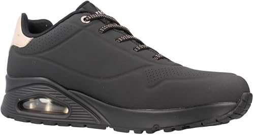 Skechers Donna Uno Shimmer Away Trainers, Black Durabuck, Rose Gold Duraleather/Mesh Tr, 38 EU - 6