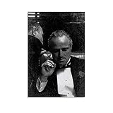 Poster de film The Godfather Marlon Brando 13 - Art mural moderne tendu et encadré - Prêt à accrocher - 30 x 45 cm