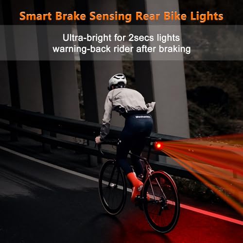 Image of NineLeaf Smart Brake Sensing Rear Bike Lights, Bicycle Tail Light, Bike Lights for Night Riding, Auto On /Off, 300 Lumen 220Adjustable Angle 1000M Viewable Range IP65 Waterproof USB-C Rechargeable