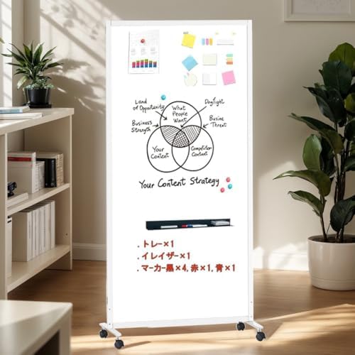 （14:30時点） BIBOCホワイトボード脚付き 自立パーテーション/パーティション・衝立/900*1800mm 両面無地 ホワイトボドホワイトフレームマーカーセット付き対応 白板 掲示板 (自立(幅900×奥行500×高さ1800mm), ホワイトボド(ホワイトフレーム))