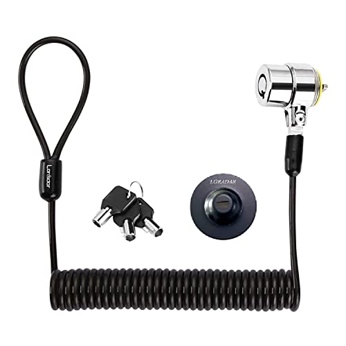 LORADAR 8Feet 3keys Security Retractable Cable Lock Portable Keyed Laptop Lock for Monitors, Laptops, MacBooks, Tablets, iPad,Mac mini, (Keyed Different+Black Anchor Plate) (1 Pack)