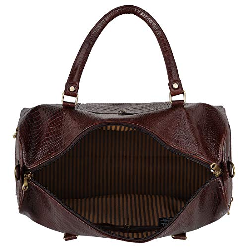 Image of RICHSIGN Leather Accessories 24 litres Duffle Bags for Men Travel (Brown-2)(Weight-1 KG /1000 GR)(Dimension = H- 12 x L- 20 x W- 8 Inch)