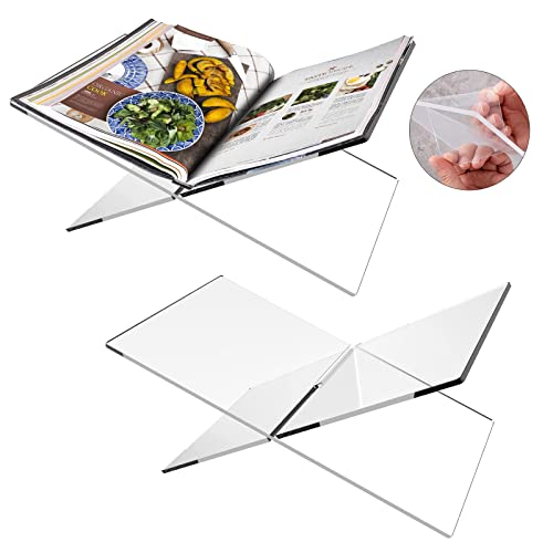 Acrylic Book Stand Transparent Clear Book Display Stand 6"X11"X4" For Cookbook Art Book Bible Guest Book, Cookbook Holder Textbook Stand(2 Pack) #TOP12