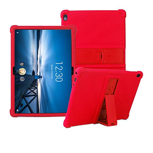 RLTech Funda Carcasa para Lenovo Tab P10/M10, Silicona TPU Flexible con Soporte Función Funda Protectora Case Cover para Lenovo Tab P10 (TB-X705F/TB-X705L) / M10 (TB-X605F) 10.1 Pulgada, Rojo