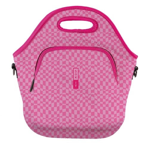 Sok It LunchTote Zippered Bag Insulated Neoprene Caddy (Pink Grand Prix, X-Large 6.5 Quart Lunch Tote)