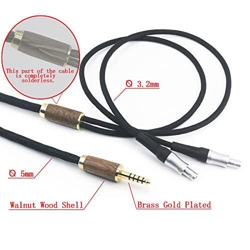 NewFantasia 4.4mm Balanced Cable Compatible with Sennheiser HD800, HD800S, HD820 Headphones 4.4mm Balanced Male 6N OCC Copper Silver Plated Cord Walnut Wood Shell
