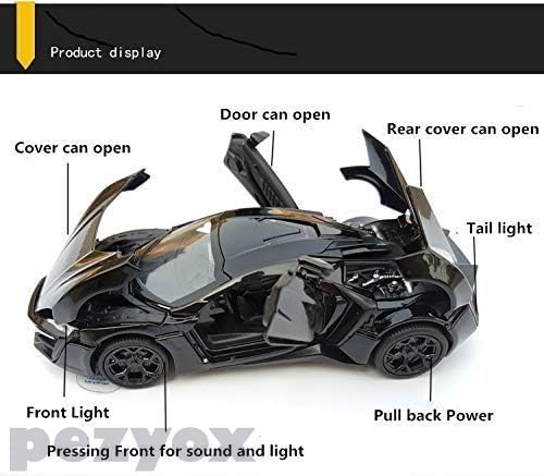 Image of Lykan Hyper Toy car Metal Die Cast Open Door Sports Car Toy for Boys with Light & Car Sound for Kids (Black)