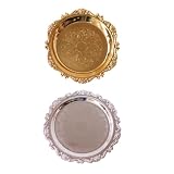 Ciieeo Plateaux de Service et Décoratifs en Acier Inoxydable Alimentaire Lot de 2 Argenté, Légers pour Servir Desserts et Fruits Lors de Nombreuses Occasions