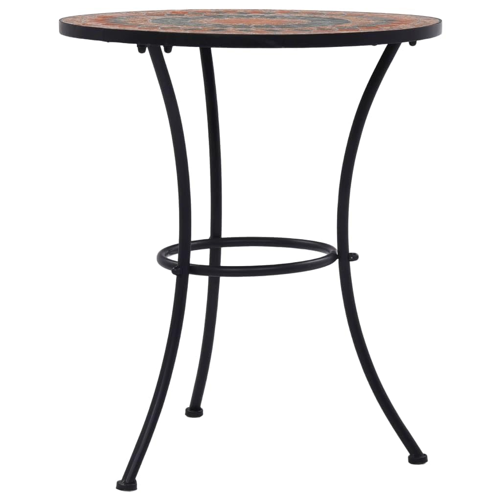 vidaXL Mesa Mosaico Cafetería Cerámica Mobiliario Estable Fuerte Robusta Duradera Resistente Funcional Práctica Útil Naranja/Gris Diámetro 60cm