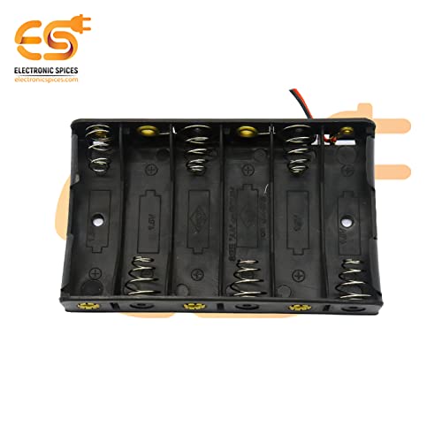 Image of Electronic Spices AA 6 Cell Battery Holder Hard Plastic Case With Wire Pack of 1 (1.5v X 6 Cells = 9volt)