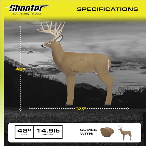 Image of SHOOTER Buck 3D Archery Target, Replaceable Insert for Long Life, Weather-Resistant Construction, High-Density Impact-Response Foam Withstands Field Points, Broadheads, and Expandables