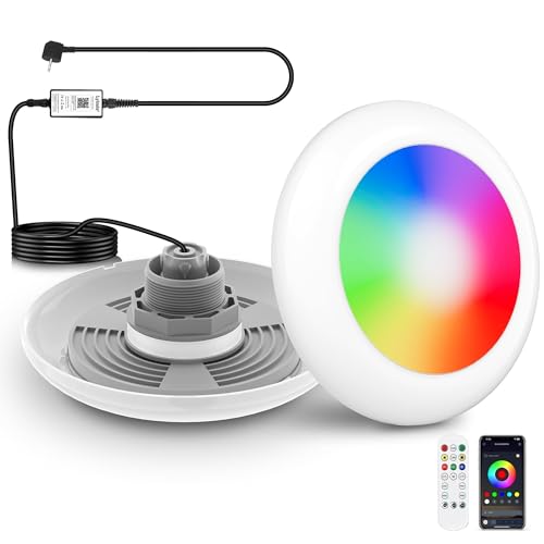 LyLmLe 25W LED Poolbeleuchtung für Stahlwandpool, 12V Smart RGB Unterwasserbeleuchtung mit Außengewinde 2', APP-Steuerung, Dimmbar, Timer, Poolscheinwerfer mit 9.5m Kabel für GFK Fertigbecken Pools