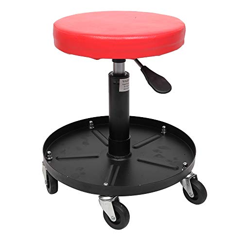 Pneumatic Work Chair Adjustable Mechanics Rolling Creeper Seat Stool Tray Shop Garage