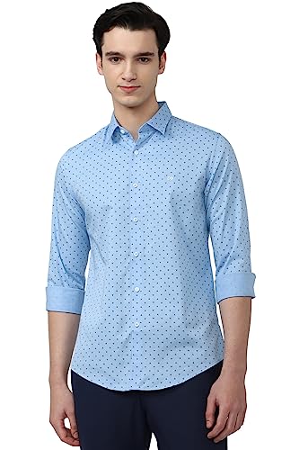 Peter England Men's Printed Slim Fit Party Branded Insignia Full Sleeve Casual Shirt Cotton Light Blue, 38
