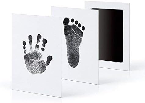 - Safe Inkless“Clean-Touch”Baby Handprint and Baby Footprint Ink Pad with Imprint Cards, 100% Non-Toxic & Mess Free Safe for Newborn Baby and Toddlers （Black） (Black)