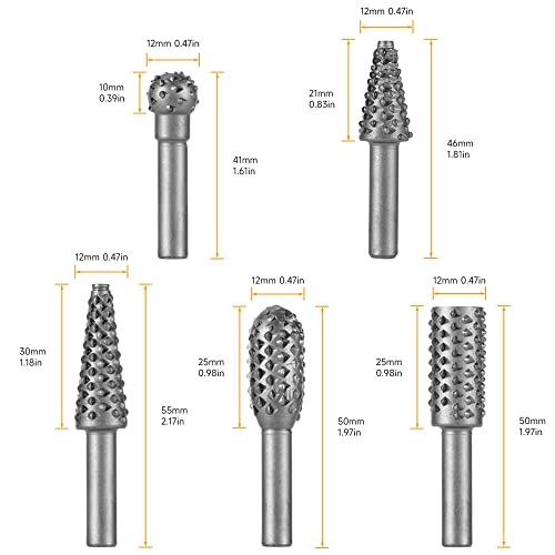 Hoteche 5-Piece Rotary Burr Set, Grey - Image 2