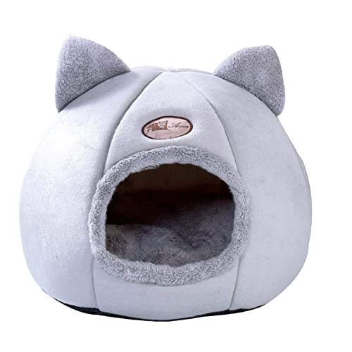 Cuccia Gatto Esterno, Casetta Gatti da Esterno con Cuscino Rimovibile e Lavabile, Casa Calda per Gatti per l'inverno, Rifugio per Gatti con Tenda per Gatti 2 in 1 Addensato
