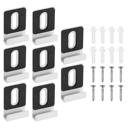 Image of uxcell 8Pcs Metal Mirror Holder Clips, Mirror Hangers Hardware Kit with Screws Large Size for Wall Mounting Frameless Mirrors, Wall Tile, Billboards Display, White