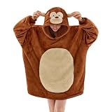 JUOLOET Wearable Blanket Hoodie for Adults Oversized Hooded Sherpa Fleece Monkey Hoodie with Pocket Birthday Gifts for Women Christmas