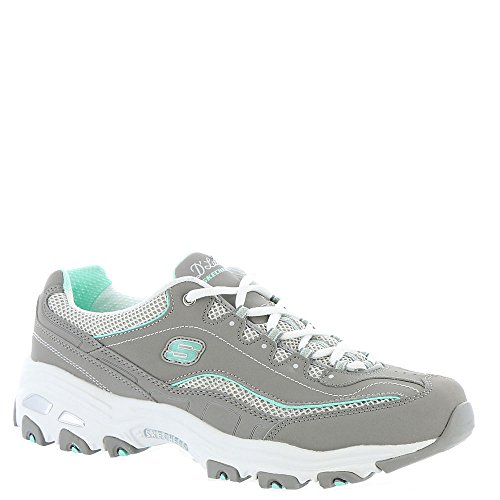 Skechers Sport Women's D'Lites Memory Foam Lace-up Sneaker,Gray/White Life Saver,8 M US