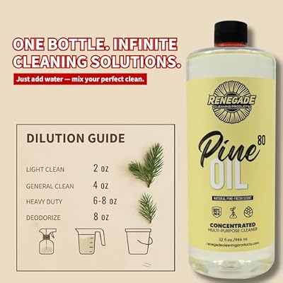 Renegade Cleaning Products Pine Oil 80 Concentrated Floor & Surface Cleaner Multi-Purpose Pine Scent Degreaser for Home & Commercial Use (32 OZ)