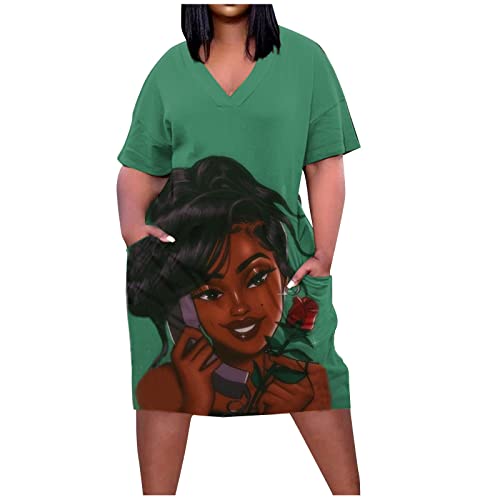 20Er Jahre Kleid,Sommerkleider Damen Damen Kleid V-Ausschnitt Kurzarm Shirt...