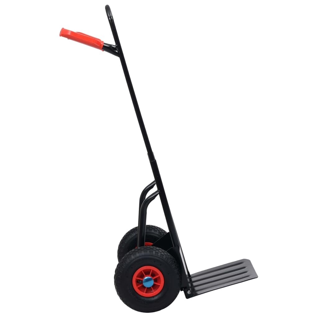 vidaXL Carrito de Mano Telescópico Manual Plataforma Plegable Soporte Transporte Elevada Portátil Sacos Carretilla de Carga 200 kg Negro y Rojo